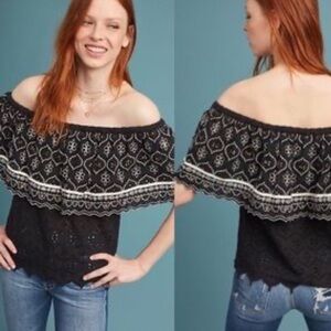 HEMANT & NANDITA Anthropologie Embroidered Off The Shoulder Top